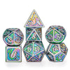 Brushed Rainbow Solid Metal Dragon Polyhedral Dice Set