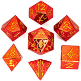 Metal Barbarian Dice Set - Shiny Red w/ Gold