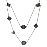 Dragon's Eye 7-Die Necklace - Gunmetal with Purple Gems