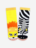 Lion & Zebra Kids Collectible Mismatched Jungle Animal Socks 1-3 years