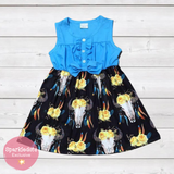 Button Top Dress with Yellow Skull Skirt