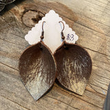 Glitter Leather Curved Leaf Earrings