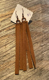 Brown Leather Tri-Strip Earrings