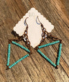 Triangular Turquoise Beaded Dangle Earrings