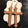 Wooden Cross Earrings