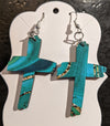 Cross Jade Colored with Accents Earrings