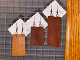 Brown Leather Single Strip Earrings