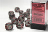 Translucent 16mm d6 Smoked/red Dice Block