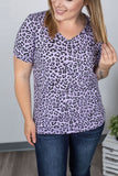 Sophia Pocket Tee - Purple Leopard
